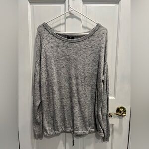 GAP Gray Drawstring Hem Scoop Neck Athletic Knit Sweater SIZE LARGE Pre Loved